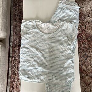 Light Blue & White Striped Pajama Set
